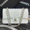 Chanel White Tweed Sequin Classic Flap Bag
