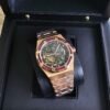 Audemars Piguet Royal Oak Skeleton Dial – Rose Gold with Ruby Bezel