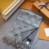 Louis Vuitton Grey Monogram Scarf with Fringed Ends