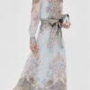 Elegant Printed Silk Dress with Belt