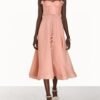 Elegant Pink Midi Dress with Floral Detailing