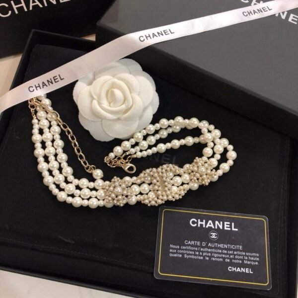Chanel Pearl & Crystal Choker Necklace with Authenticity Card - Image 3