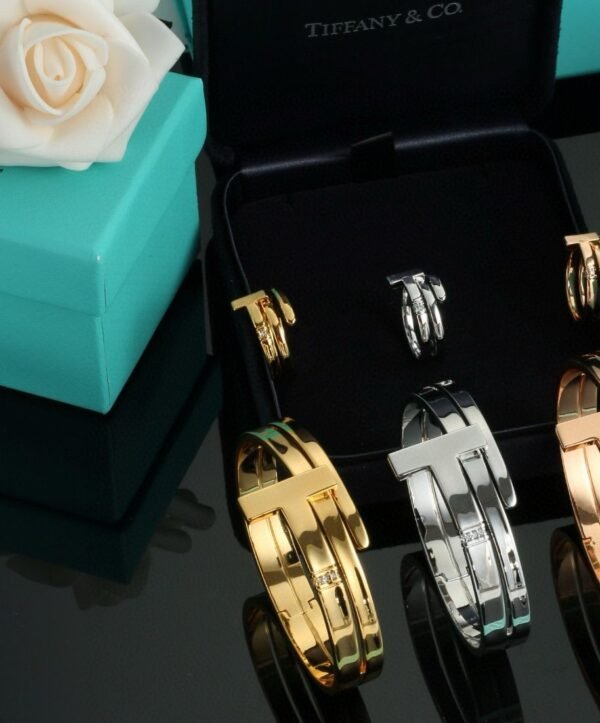 Tiffany & Co. "T" Collection Silver and Gold Bracelet and Ring Set - Image 5
