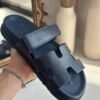 HERMÈS Inspired Bleu Marine Leather Slippers – Luxury Comfort & Style