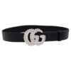 Gucci Crystal-Embellished GG Buckle Belt – Black Leather