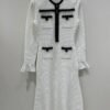 self-portrait pointelle-knit midi dress