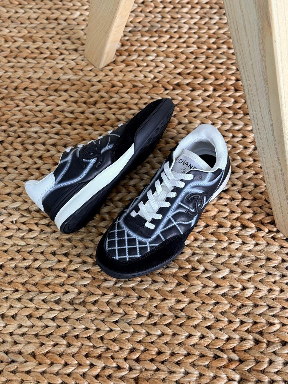 Chanel Shiny Embroidered Leather Sneakers - Image 2