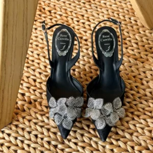René Caovilla Cleo crystal-embellished wrap-around stiletto heels