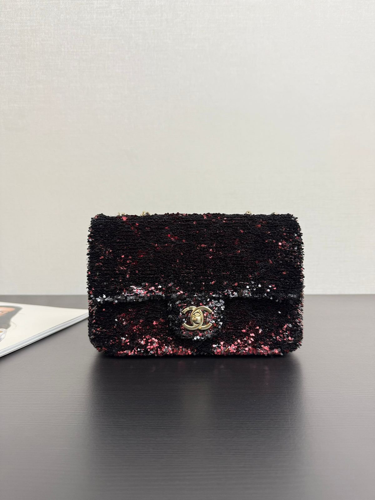 Chanel White Sequin Mini Single Flap Bag Hand Beaded Pearl Embroidery