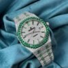 Audemars Piguet Green Moissanite Baguette Diamond Watch